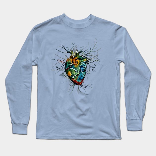 Colorful Anatomical Heart, Human Anatomy artery Long Sleeve T-Shirt by Collagedream